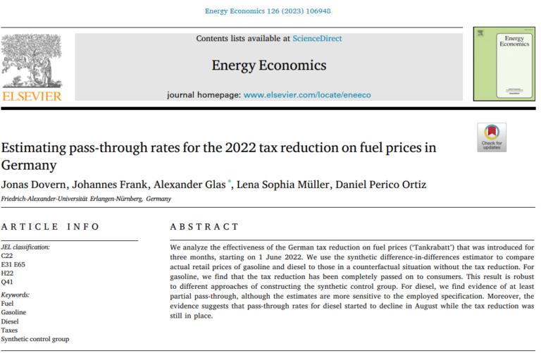 New Publication in Energy Economics